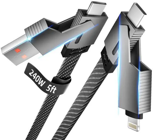 Main image of 4 in 1 Charging Cable Fast Charging 240W USB C Cable 4-in-1 USB Multi Charging Cable with E-Mark Chip Multiple iPhone Charger Cord for iPhone 17/16/15/14 Series/Tablets/ Galaxy & More(5FT)