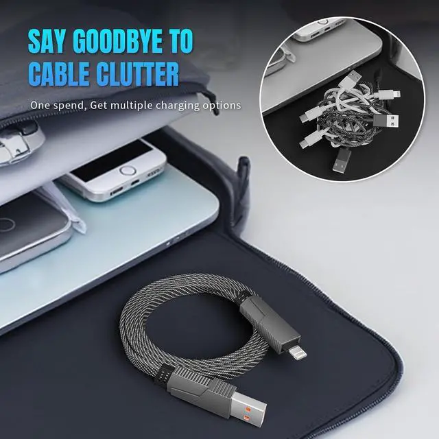 Alt view image 6 of 7 - 4 in 1 Charging Cable Fast Charging 240W USB C Cable 4-in-1 USB Multi Charging Cable with E-Mark Chip Multiple iPhone Charger Cord for iPhone 17/16/15/14 Series/Tablets/ Galaxy & More(5FT)