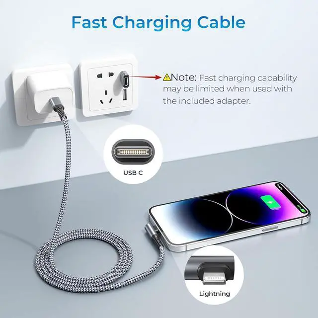Alt view image 5 of 7 - for iPhone 14 Car Charging Cable with USB Adapter 6.6FT Right Angle Original USBC to Lightning Cord 90 Degree Fast PD Charger Line for  13 12 11 Pro Max Plus Mini 8 7 iPad 9th Generation