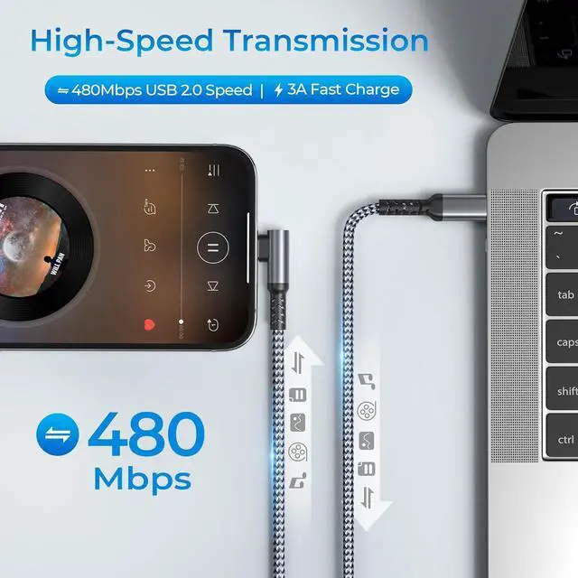 Alt view image 6 of 7 - for iPhone 14 Car Charging Cable with USB Adapter 6.6FT Right Angle Original USBC to Lightning Cord 90 Degree Fast PD Charger Line for  13 12 11 Pro Max Plus Mini 8 7 iPad 9th Generation