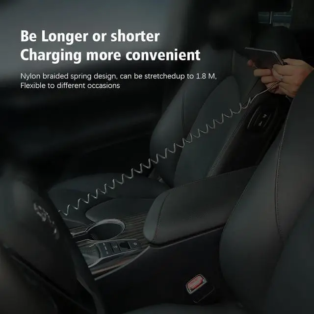 Alt view image 7 of 7 - 90 Degree Coiled Charging Cable Right Angle Design Gaming LED Cord 6ft/1.8m Elastic Nylon Cable Charge and Sync for Phone XS/XS Max/XR/Phone X/8/8 Plus/7/7 Plus Pad Pro Air 2 and More