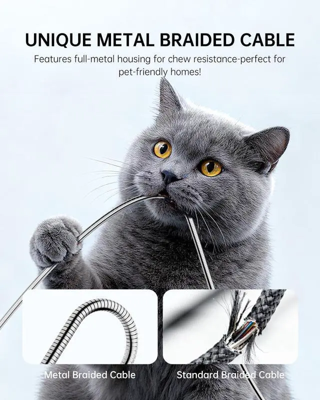 Alt view image 2 of 7 - 6.6FT Chew Proof iPhone Charging Cable - MFi Certified Metal Lightning Cable Metal Cat & Dog Chew-Proof iPhone Charging Cord with 3A Fast Charging Data Sync Carplay for iPhone 14 13 12 11 X 8 7 6 5