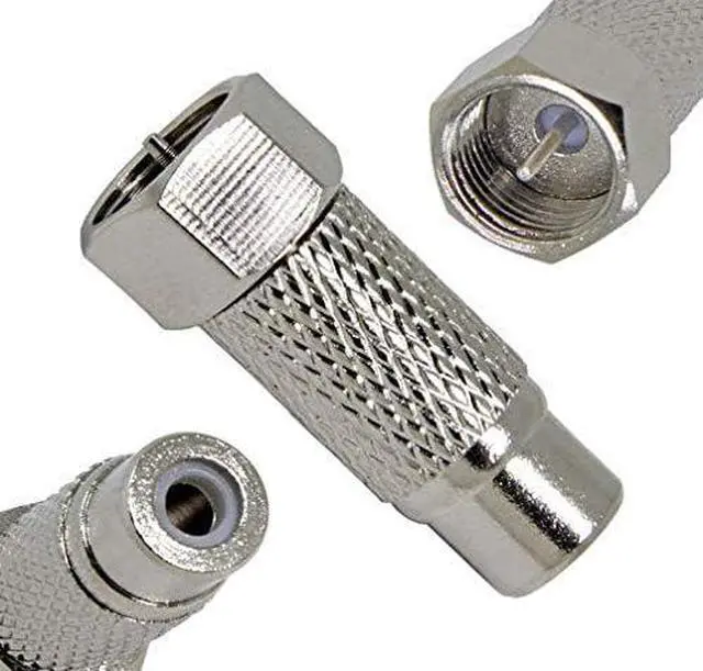 Main image of F Type Male Plug to RCA Female Jack RF Video TV Cable Adapter 75 Ohm Connector Coupler Converter Replacement for Atari 2600 TV/7800 Sega/Coleco/Commodore Game System Audio Coax (4 Pack)