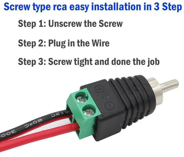 Alt view image 4 of 6 - RCA Male Plug to AV Screw Terminal Audio/Video Connector 10-Pack RCA Plugs for Speaker Wire Solderless Phono RCA Adapter