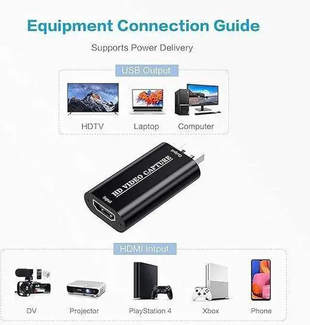 Alt view image 2 of 7 - 4K HDMI Video Capture Card Cam Link Card HDMI to USB 2.0 Game Audio Adapter Record Capture Device for Streaming Teaching Gaming Live Broadcasting Video Conference