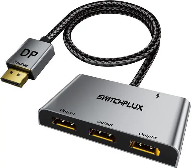 Main image of DisplayPort Splitter for 3 Monitors Adapter |4K@60Hz| DP Splitter Extended Display 1 in 3 Out MST Hub for Multiple Monitor Compatible with PC NVIDIA/AMD Graphic Card