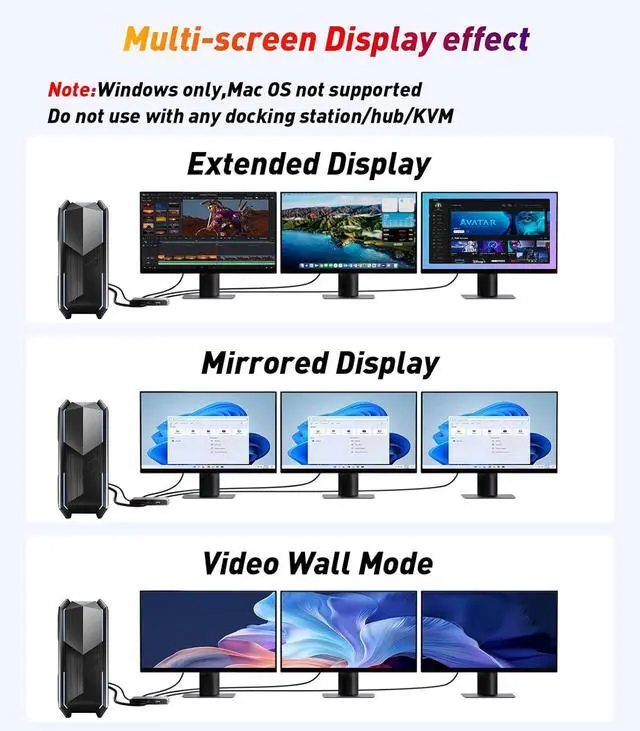 Alt view image 3 of 7 - DisplayPort Splitter for 3 Monitors Adapter |4K@60Hz| DP Splitter Extended Display 1 in 3 Out MST Hub for Multiple Monitor Compatible with PC NVIDIA/AMD Graphic Card