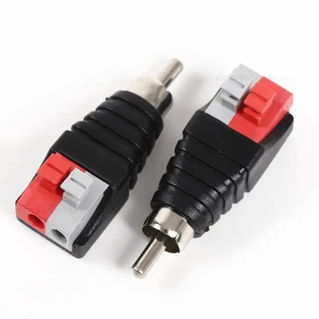 Alt view image 2 of 7 - Hakiang 2-Pack Speaker Phono RCA Male to 2 Screw Terminal Female Strip Audio Video Spring Press Type Balum Connector Adapter (RCA M/AV F)
