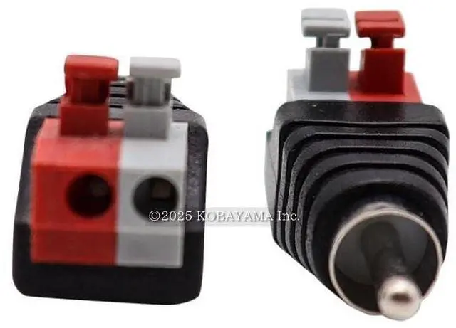 Alt view image 4 of 7 - Hakiang 2-Pack Speaker Phono RCA Male to 2 Screw Terminal Female Strip Audio Video Spring Press Type Balum Connector Adapter (RCA M/AV F)