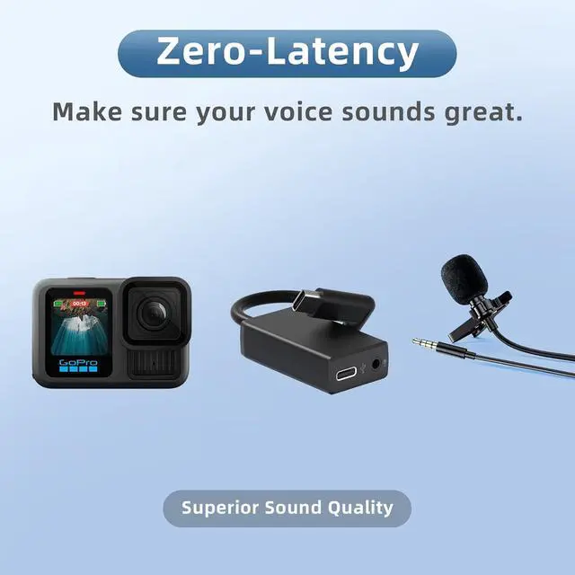 Alt view image 5 of 7 - External Mic Adapter for Go Pro Hero 13/12/11/10/9/8/7/6/5 Black Type-C to 3.5mm Microphone Converter for Clear and Authentic Sound in Vlogging and Video Recording (1 Pack)