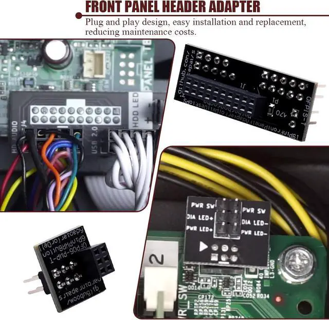 Alt view image 3 of 7 - Front Panel Header Adapter Compatible with  Optiplex 7010 9010 7020 9020 Precision T1650 T1700 Motherboards DT and MT Mid Tower Desktops Audio Video Connectors Adapters Accessories