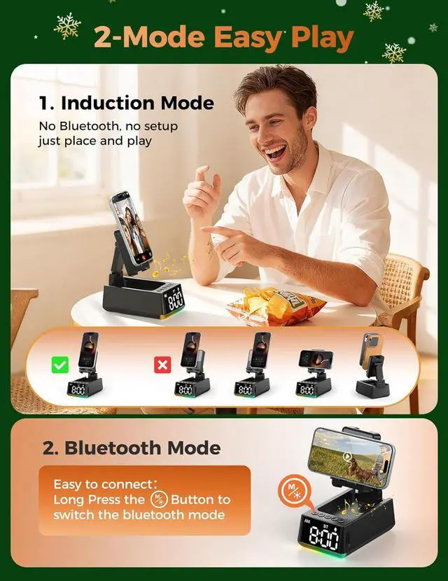 Alt view image 7 of 7 - White Elephant Gifts for Adults Useful:Birthday Gift for Men Women Christmas Ideas Induction Speaker Bluetooth HD Sound Kitchen Gadgets Anniversary Dad Mom Husband Wife Teen Stocking Stuffers(Black)