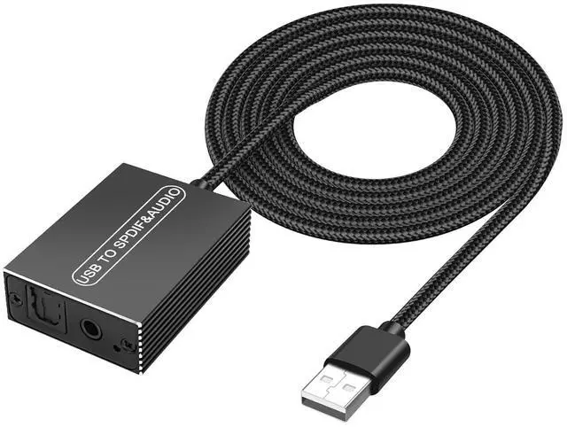 Main image of USB to Optical SPDIF Toslink & 3.5mm Jack Audio Adapter Converter for TV PS5 PS4 PC Laptop Smartphone to Sound Box Amplifier -1.2M/ 3.9FT 1 PCS