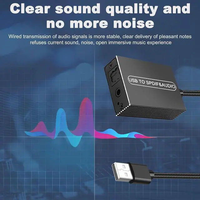 Alt view image 5 of 7 - USB to Optical SPDIF Toslink & 3.5mm Jack Audio Adapter Converter for TV PS5 PS4 PC Laptop Smartphone to Sound Box Amplifier -1.2M/ 3.9FT 1 PCS