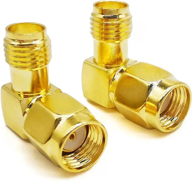 Main image of 2PCS SMA Antenna Adapter Right Angle 90 Degree SMA Coax Connector Low Loss SMA Female to RP-SMA Male Elbow Coax Adapter for Ham Radio Antenna Walkie-Talkie Audio Video