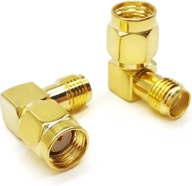 Alt view image 5 of 7 - 2PCS SMA Antenna Adapter Right Angle 90 Degree SMA Coax Connector Low Loss SMA Female to RP-SMA Male Elbow Coax Adapter for Ham Radio Antenna Walkie-Talkie Audio Video