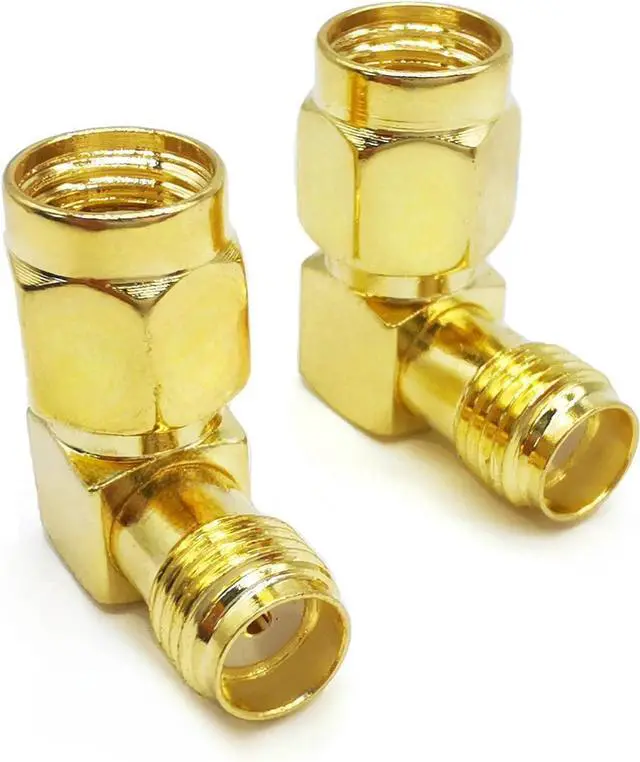 Alt view image 4 of 7 - 2PCS SMA Antenna Adapter Right Angle 90 Degree SMA Coax Connector Low Loss SMA Female to RP-SMA Male Elbow Coax Adapter for Ham Radio Antenna Walkie-Talkie Audio Video