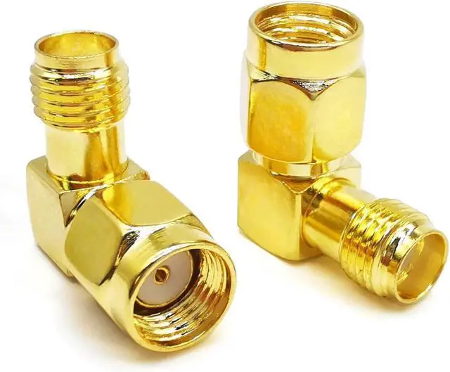 Alt view image 6 of 7 - 2PCS SMA Antenna Adapter Right Angle 90 Degree SMA Coax Connector Low Loss SMA Female to RP-SMA Male Elbow Coax Adapter for Ham Radio Antenna Walkie-Talkie Audio Video