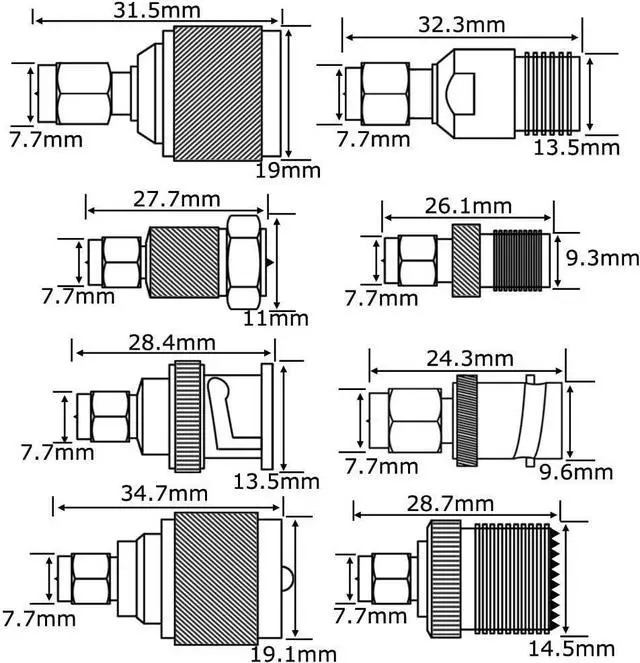 Alt view image 4 of 6 - SMA Adapter Kit 16-Piece Standard SMA to BNC/UHF/F/N Type Connectors Kit Antenna Coax Connector Converter Male/Female for WiFi Antenna/FPV Drone/Extension Cable