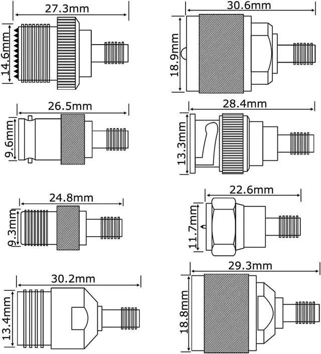 Alt view image 5 of 6 - SMA Adapter Kit 16-Piece Standard SMA to BNC/UHF/F/N Type Connectors Kit Antenna Coax Connector Converter Male/Female for WiFi Antenna/FPV Drone/Extension Cable