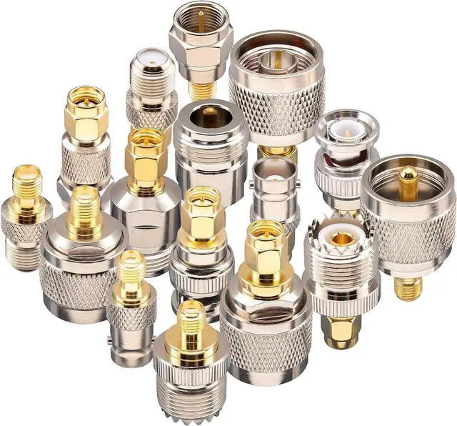 Alt view image 6 of 6 - SMA Adapter Kit 16-Piece Standard SMA to BNC/UHF/F/N Type Connectors Kit Antenna Coax Connector Converter Male/Female for WiFi Antenna/FPV Drone/Extension Cable