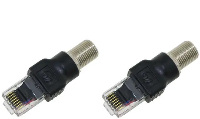 Main image of 2PCS Coaxial Connector RF to RJ45 Converter Adapter F Female to RJ45 Male Coaxial Barrel Coupler Suitable for Surveillance and Video Cable and Cable TV Cable