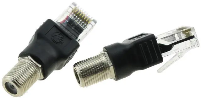 Alt view image 4 of 5 - 2PCS Coaxial Connector RF to RJ45 Converter Adapter F Female to RJ45 Male Coaxial Barrel Coupler Suitable for Surveillance and Video Cable and Cable TV Cable