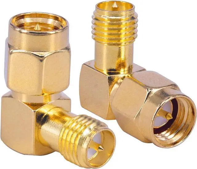 Main image of 2-Pack SMA 90 Degree Adapter SMA Male to RPSMA Female Right Angle Connector Elbow RF Coax Adapter for FPV Drone Wi-Fi Antenna Signal Booster Repeaters Radio