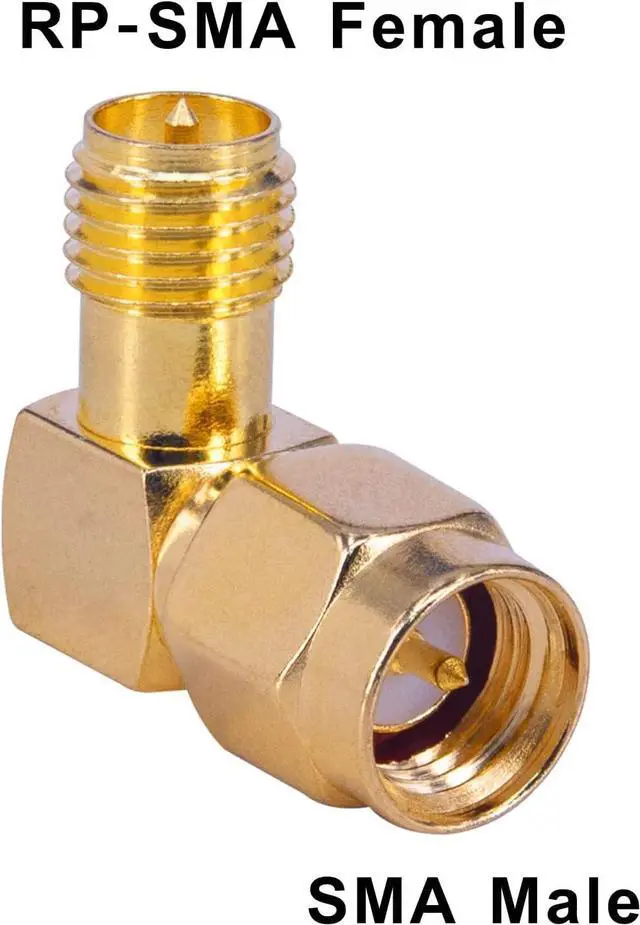 Alt view image 2 of 6 - 2-Pack SMA 90 Degree Adapter SMA Male to RPSMA Female Right Angle Connector Elbow RF Coax Adapter for FPV Drone Wi-Fi Antenna Signal Booster Repeaters Radio