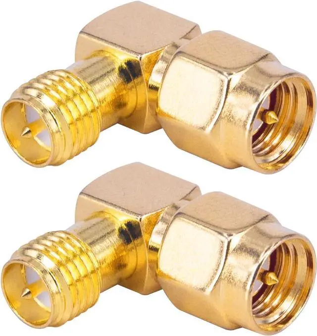 Alt view image 4 of 6 - 2-Pack SMA 90 Degree Adapter SMA Male to RPSMA Female Right Angle Connector Elbow RF Coax Adapter for FPV Drone Wi-Fi Antenna Signal Booster Repeaters Radio