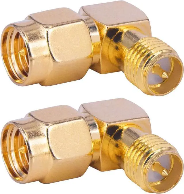 Alt view image 3 of 6 - 2-Pack SMA 90 Degree Adapter SMA Male to RPSMA Female Right Angle Connector Elbow RF Coax Adapter for FPV Drone Wi-Fi Antenna Signal Booster Repeaters Radio