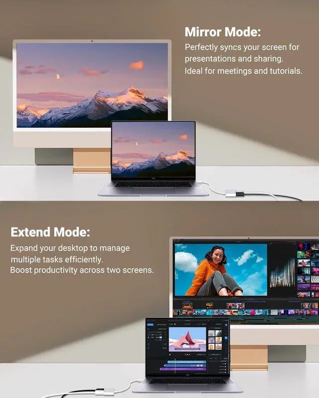 Alt view image 4 of 7 - USB C to HDMI Adapter Type C to 4K HDMI Adapter with 100W PD Multiport Digital AV Converter for MacBook Pro/air iPad Pro/air iPhone 15/16/17 Tablets Switch and More USB-C Devices