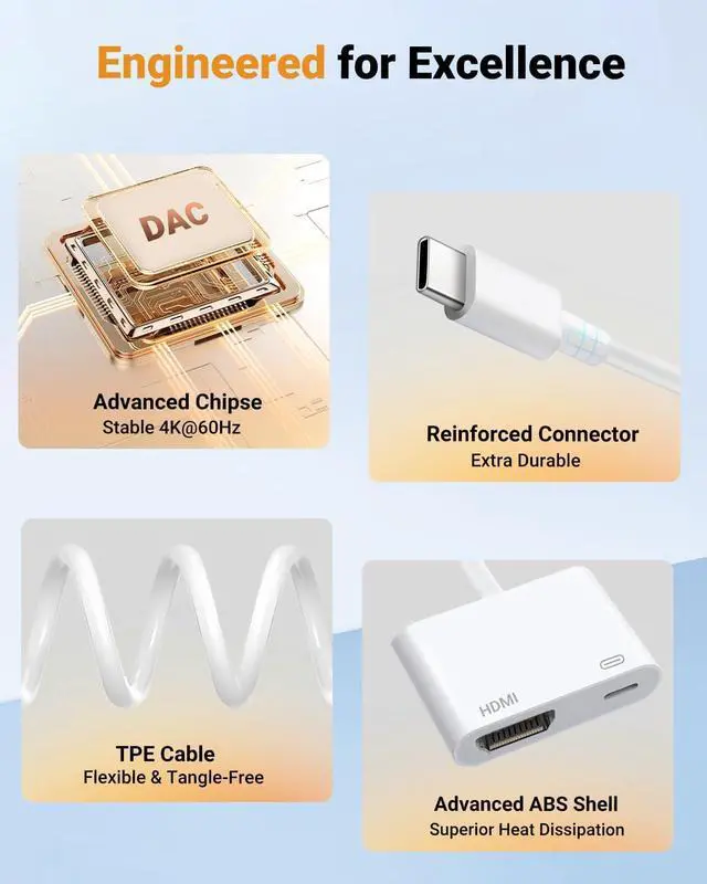 Alt view image 5 of 7 - USB C to HDMI Adapter Type C to 4K HDMI Adapter with 100W PD Multiport Digital AV Converter for MacBook Pro/air iPad Pro/air iPhone 15/16/17 Tablets Switch and More USB-C Devices