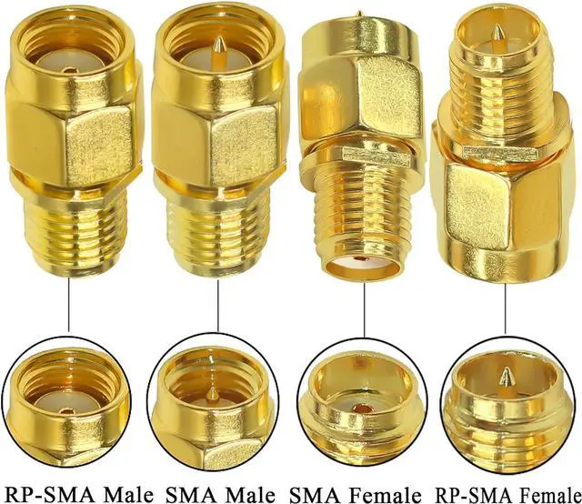 Alt view image 2 of 7 - 4PCS SMA Coax Connector Cable Gender Changers SMA Male/Female to RP-SMA Male/Female Coax Adapter Low Loss Coaxial Connector for Radio Antenna Audio