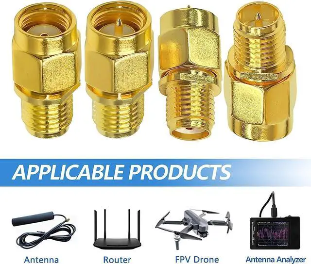 Alt view image 5 of 7 - 4PCS SMA Coax Connector Cable Gender Changers SMA Male/Female to RP-SMA Male/Female Coax Adapter Low Loss Coaxial Connector for Radio Antenna Audio
