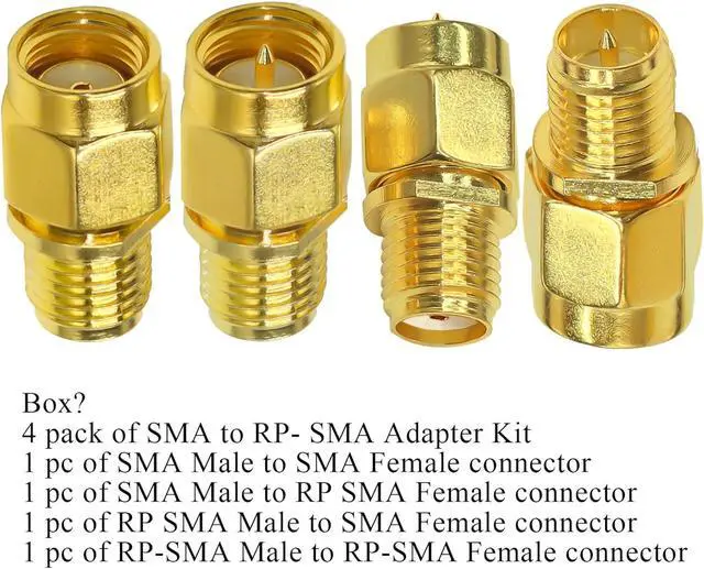 Alt view image 6 of 7 - 4PCS SMA Coax Connector Cable Gender Changers SMA Male/Female to RP-SMA Male/Female Coax Adapter Low Loss Coaxial Connector for Radio Antenna Audio