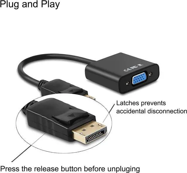 Alt view image 6 of 6 - Display Port to VGA Adapter 4 Pack Gold-Plated DisplayPort DP to VGA Converter (Male to Female) for Computer Desktop Laptop PC Monitor Projector HDTV