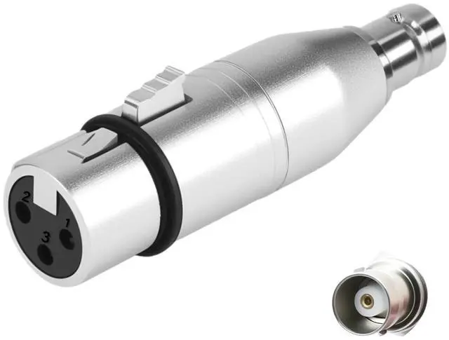 Main image of XLR to BNC Adapter XLR 3 Pin Female to BNC Female Coaxial Analog Video Connector Conversion Extender for Microphone Amplifiers Speakers Mixing Console RF Audio Camera (1 Pack)