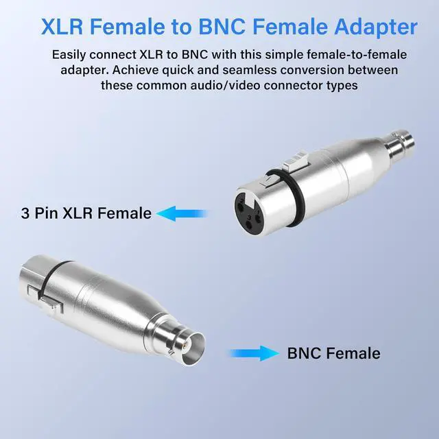 Alt view image 2 of 7 - XLR to BNC Adapter XLR 3 Pin Female to BNC Female Coaxial Analog Video Connector Conversion Extender for Microphone Amplifiers Speakers Mixing Console RF Audio Camera (1 Pack)