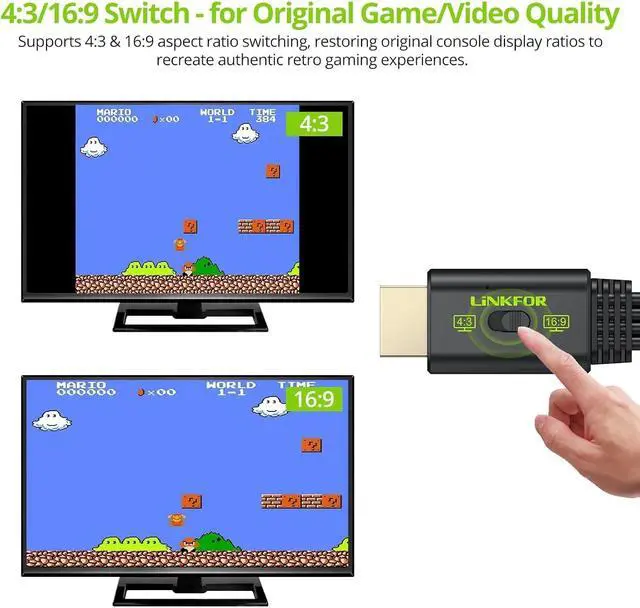 Alt view image 4 of 7 - RCA to HDMI Converter 1080P AV to HDMI Converter 16:9/4:3 Conversion Mini Composite CVBS Audio Video Adapter Supports PAL/NTSC for Wii/PS1/PS2/N64 (Female)