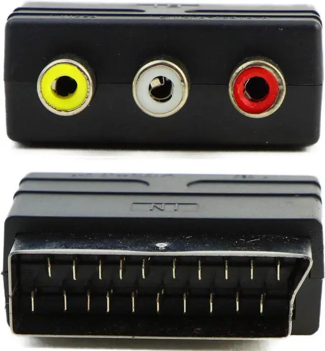 Alt view image 2 of 6 - 3Pcs SCART to 3RCA Adapter - 20Pin AV Converter with Stereo/Mono Audio Output for PS4/WII/TV/DVD/Set-Top Box (2 Audio & 1 Video Ports)