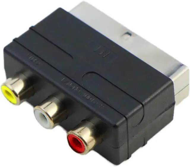 Alt view image 5 of 6 - 3Pcs SCART to 3RCA Adapter - 20Pin AV Converter with Stereo/Mono Audio Output for PS4/WII/TV/DVD/Set-Top Box (2 Audio & 1 Video Ports)