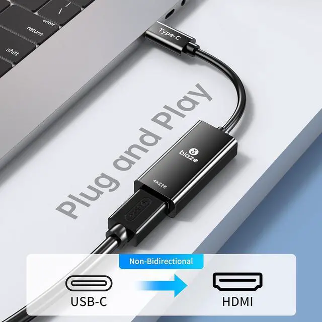 Alt view image 3 of 7 - USB C to HDMI Adapter 4K@60Hz Type-C Thunderbolt with Dynamic HDR Compatible with MacBook Pro/Air M1/M2 iPhone 15/14  Galaxy  Monitor Projector (USB C to HDMI Adapter)
