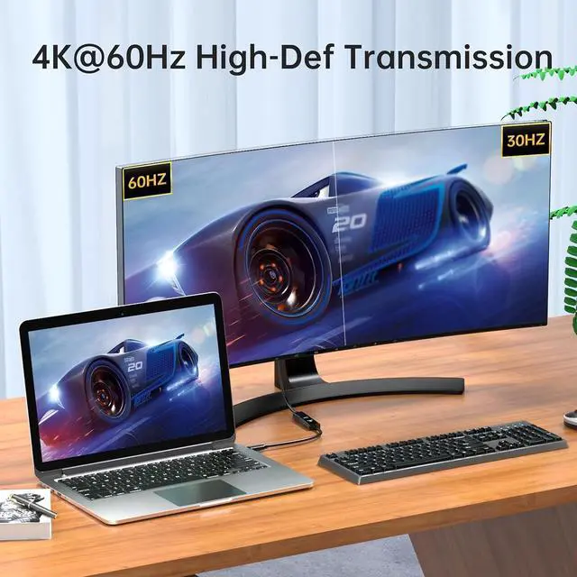 Alt view image 5 of 7 - USB C to HDMI Adapter 4K@60Hz Type-C Thunderbolt with Dynamic HDR Compatible with MacBook Pro/Air M1/M2 iPhone 15/14  Galaxy  Monitor Projector (USB C to HDMI Adapter)