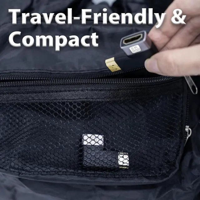 Alt view image 7 of 7 - HDMI 90 Degree Adapter 2Pack 90° & 270° Right Angle HDMI Coupler Connector for Tight Spaces 8K@60Hz 4K@120Hz 3D Support Extension 2.1 Compatible 24K Gold Plated Compact & Durable