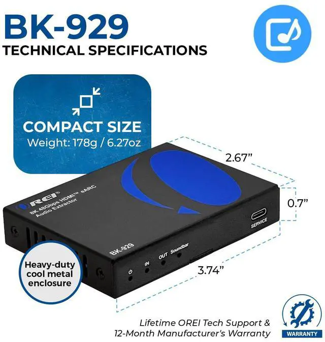 Alt view image 5 of 7 - eARC 8K Audio Extractor for Monitors Extract Dolby Atmos to Convert Sound bar 4K @ 120hz 18G HDMI 2.0 ARC Support HDCP 2.2 Perfect for 8K Monitors CEC Dolby Vision HDR10 Support Sonos