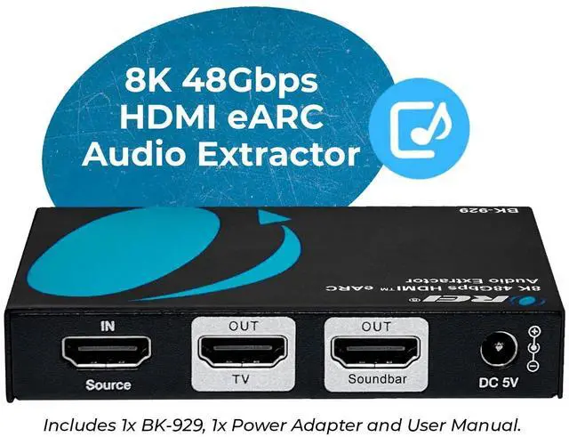 Alt view image 4 of 7 - eARC 8K Audio Extractor for Monitors Extract Dolby Atmos to Convert Sound bar 4K @ 120hz 18G HDMI 2.0 ARC Support HDCP 2.2 Perfect for 8K Monitors CEC Dolby Vision HDR10 Support Sonos