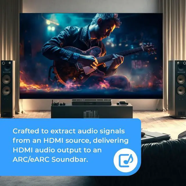 Alt view image 6 of 7 - eARC 8K Audio Extractor for Monitors Extract Dolby Atmos to Convert Sound bar 4K @ 120hz 18G HDMI 2.0 ARC Support HDCP 2.2 Perfect for 8K Monitors CEC Dolby Vision HDR10 Support Sonos