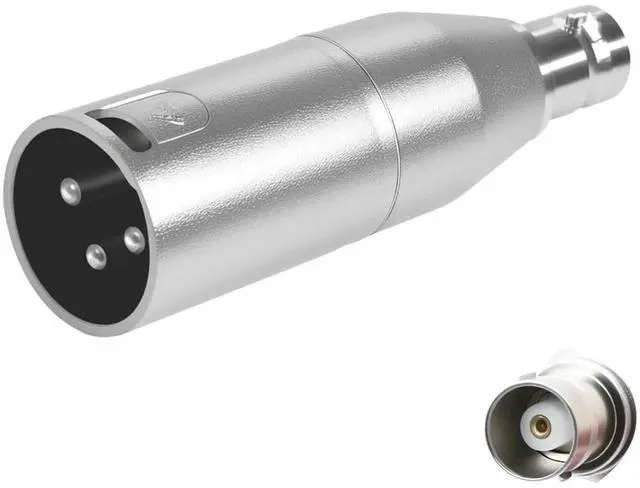 Main image of XLR to BNC Adapter XLR 3 Pin Male to BNC Female Coaxial Analog Video Connector Conversion Extender for Microphone Amplifiers Speakers Mixing Console RF Audio Camera (1 Pack)