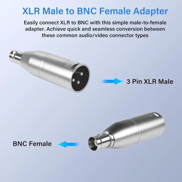 Alt view image 2 of 7 - XLR to BNC Adapter XLR 3 Pin Male to BNC Female Coaxial Analog Video Connector Conversion Extender for Microphone Amplifiers Speakers Mixing Console RF Audio Camera (1 Pack)